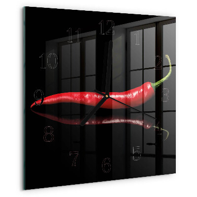 Skleněné hodiny na stěnu Chilli paprička