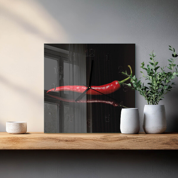 Skleněné hodiny na stěnu Chilli paprička