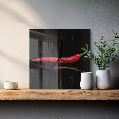 Skleněné hodiny na stěnu Chilli paprička