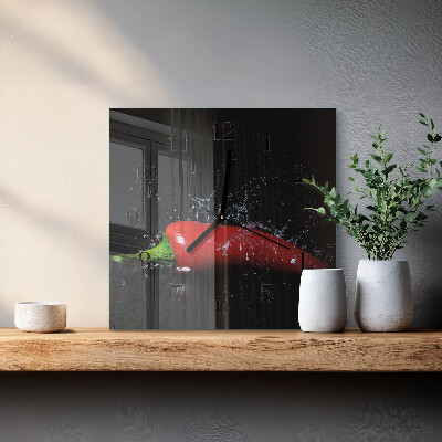 Skleněné hodiny na stěnu Chilli papričky