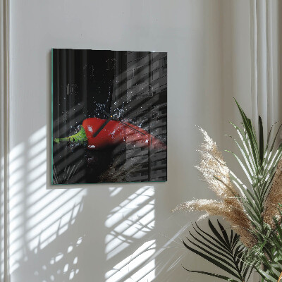 Skleněné hodiny na stěnu Chilli papričky