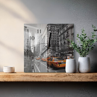 Skleněné hodiny na stěnu Newyorské taxi