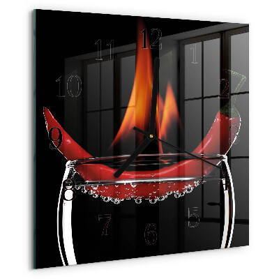Skleněné hodiny na stěnu Chilli Fire