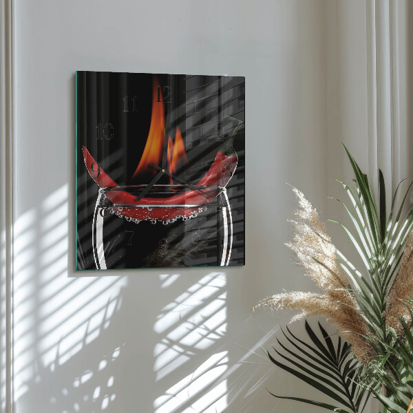 Skleněné hodiny na stěnu Chilli Fire