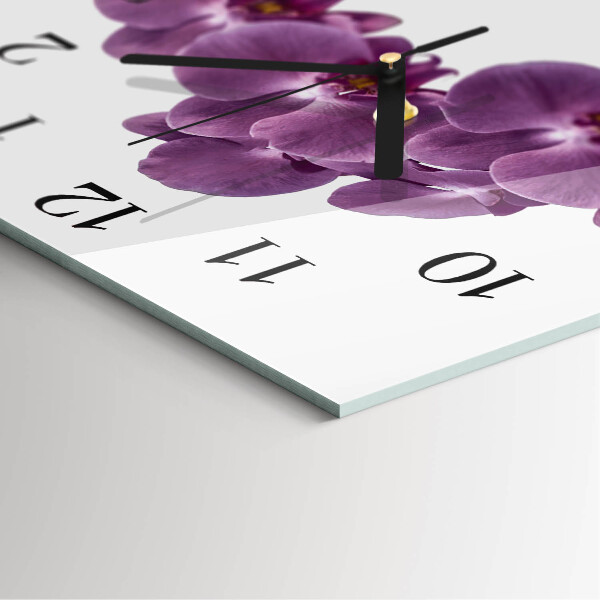 Skleněné hodiny na stěnu Orchidej