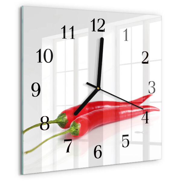 Skleněné hodiny na stěnu Chilli papričky