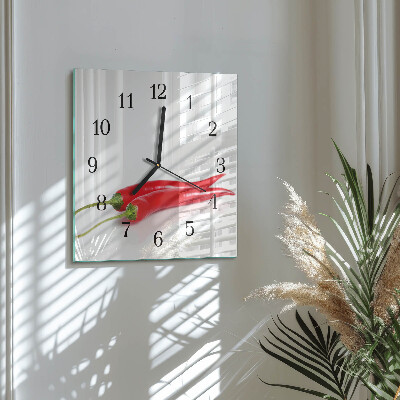 Skleněné hodiny na stěnu Chilli papričky