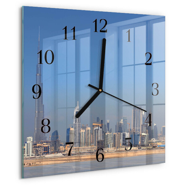 Skleněné hodiny na stěnu Dubajský horizont