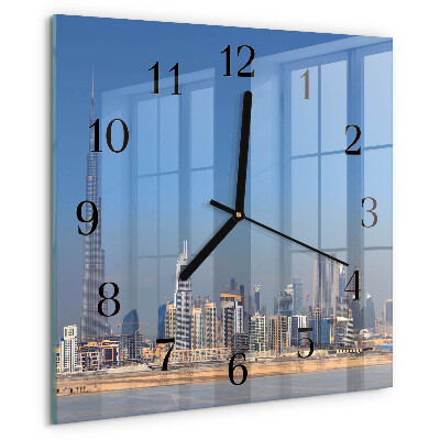 Skleněné hodiny na stěnu Dubajský horizont