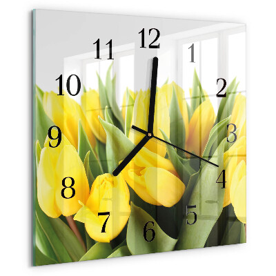 Skleněné hodiny na stěnu Tulipánové květy