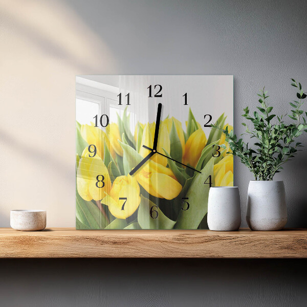 Skleněné hodiny na stěnu Tulipánové květy