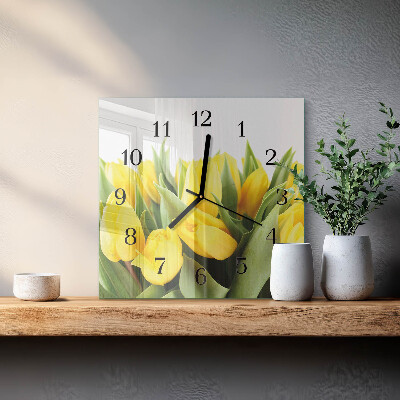 Skleněné hodiny na stěnu Tulipánové květy
