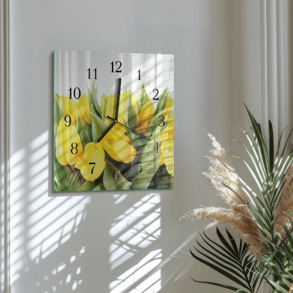 Skleněné hodiny na stěnu Tulipánové květy