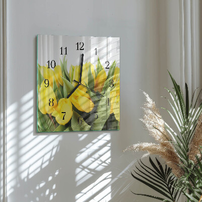 Skleněné hodiny na stěnu Tulipánové květy