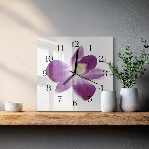 Skleněné hodiny na stěnu Květina orchideje