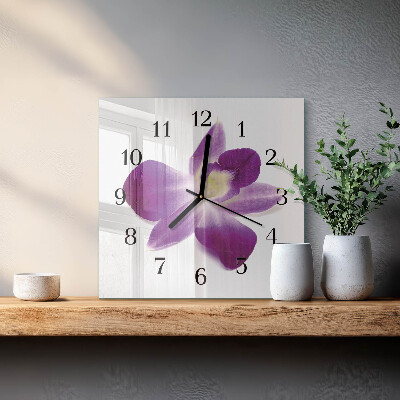 Skleněné hodiny na stěnu Květina orchideje