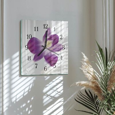 Skleněné hodiny na stěnu Květina orchideje