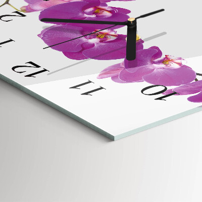 Skleněné hodiny na stěnu Orchidej