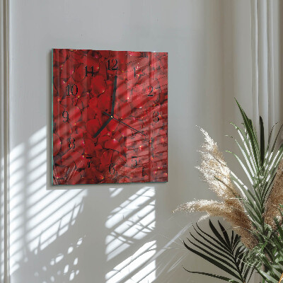 Skleněné hodiny na stěnu Okvětní lístky růží