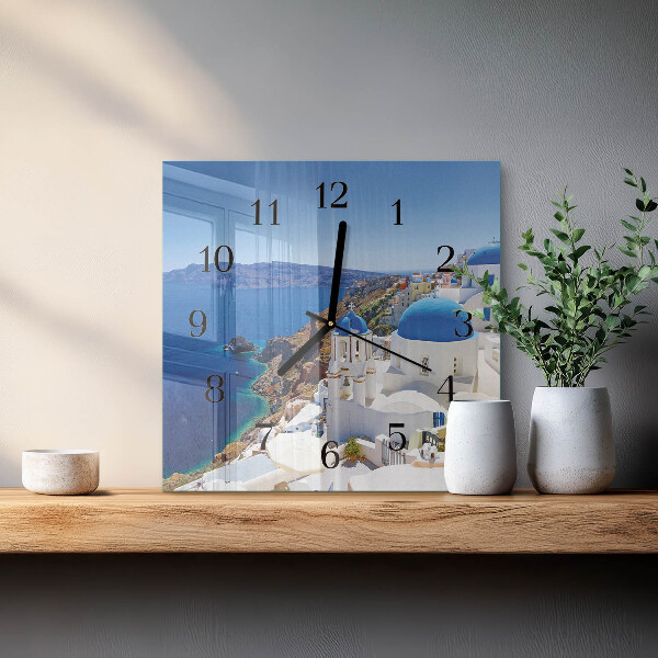 Skleněné hodiny na stěnu Santorini