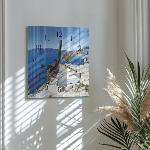 Skleněné hodiny na stěnu Santorini