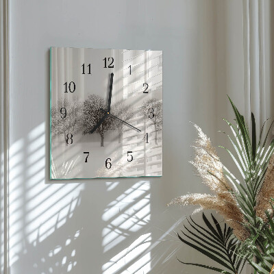 Skleněné hodiny na stěnu Zima