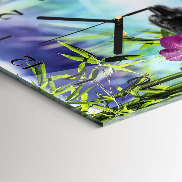 Skleněné hodiny na stěnu Lázeňská orchidej