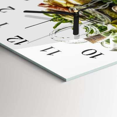 Skleněné hodiny na stěnu Těstoviny s olejem