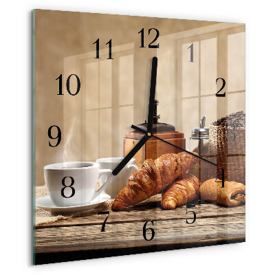 Skleněné hodiny na stěnu Croissanty