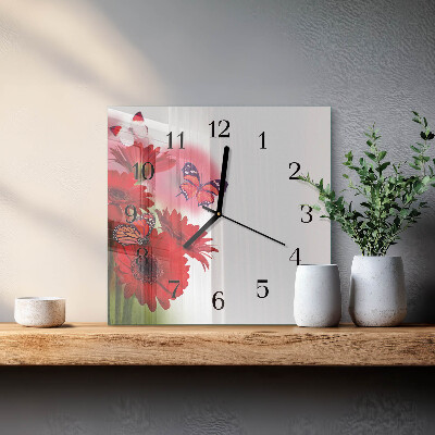 Skleněné hodiny na stěnu Gerbera