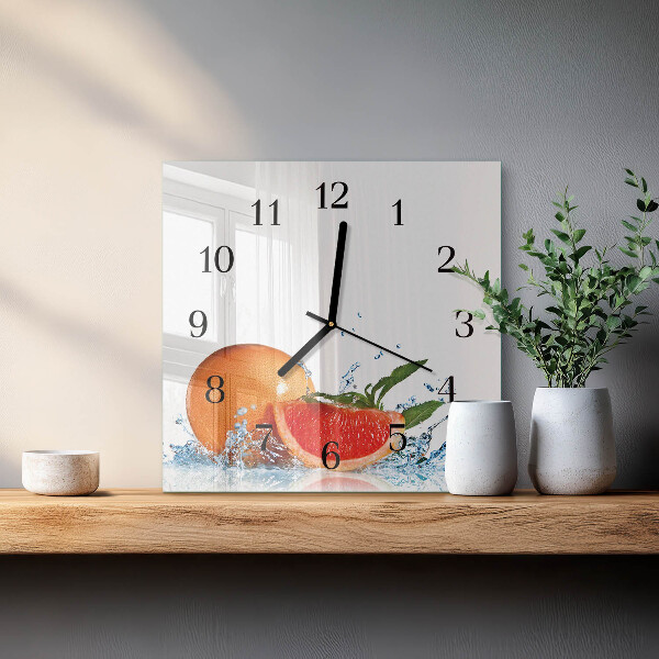 Skleněné hodiny na stěnu Grapefruit