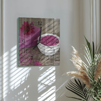 Skleněné hodiny na stěnu Květ