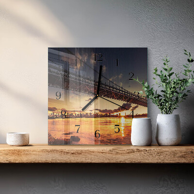 Skleněné hodiny na stěnu Řeka Bridge