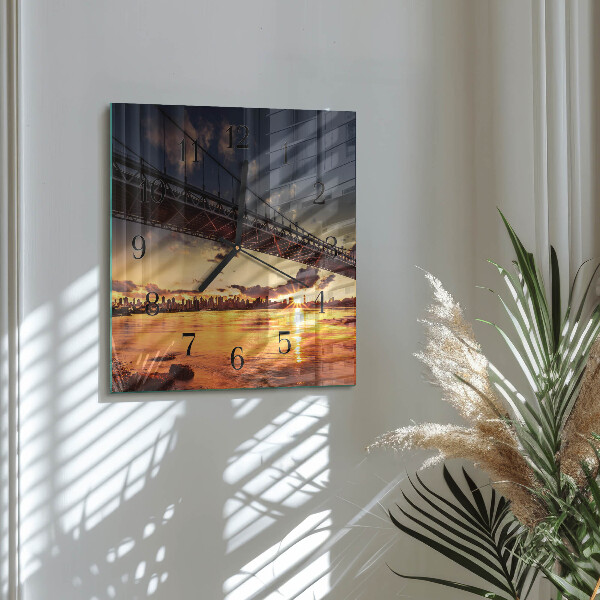 Skleněné hodiny na stěnu Řeka Bridge