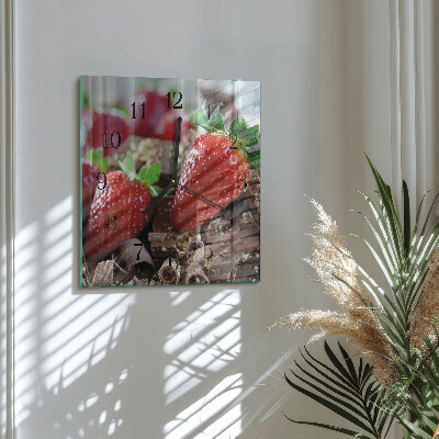 Skleněné hodiny na stěnu Jahody