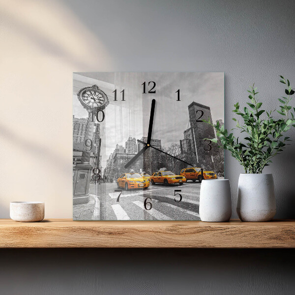 Skleněné hodiny na stěnu Taxi