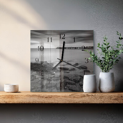 Skleněné hodiny na stěnu Břeh řeky