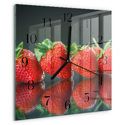 Skleněné hodiny na stěnu Jahody