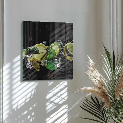 Skleněné hodiny na stěnu Citron a limetka