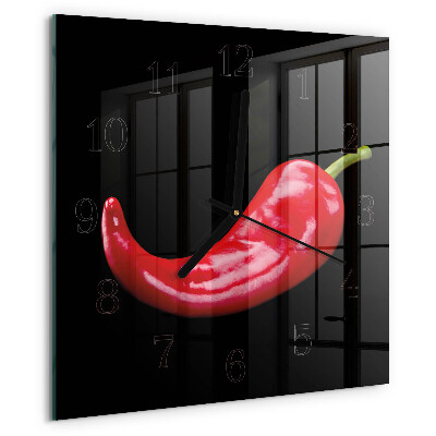 Skleněné hodiny na stěnu Chilli papričky