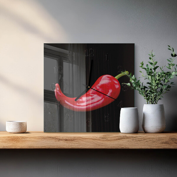 Skleněné hodiny na stěnu Chilli papričky