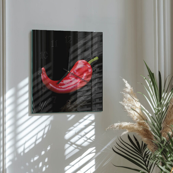 Skleněné hodiny na stěnu Chilli papričky