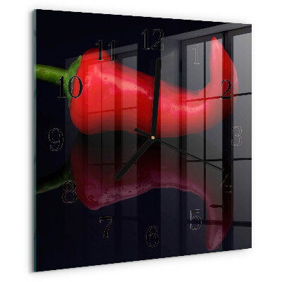 Skleněné hodiny na stěnu Chilli papričky