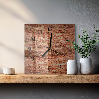 Skleněné hodiny na stěnu Cihlová zeď
