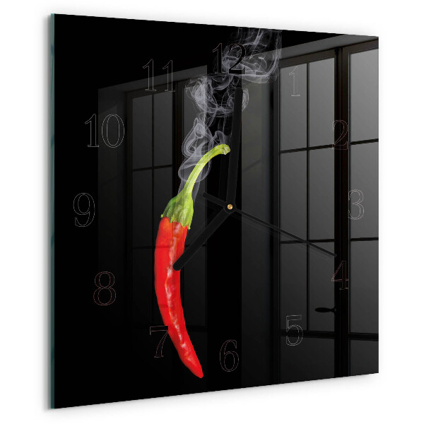 Skleněné hodiny na stěnu Chilli paprička