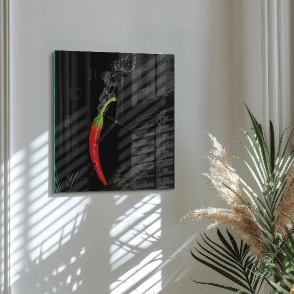 Skleněné hodiny na stěnu Chilli paprička