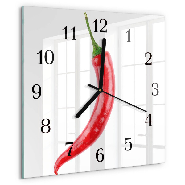 Skleněné hodiny na stěnu Chilli paprička
