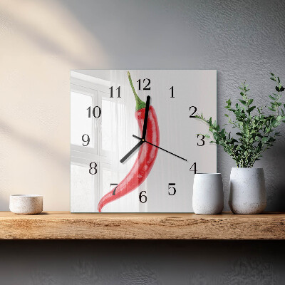 Skleněné hodiny na stěnu Chilli paprička