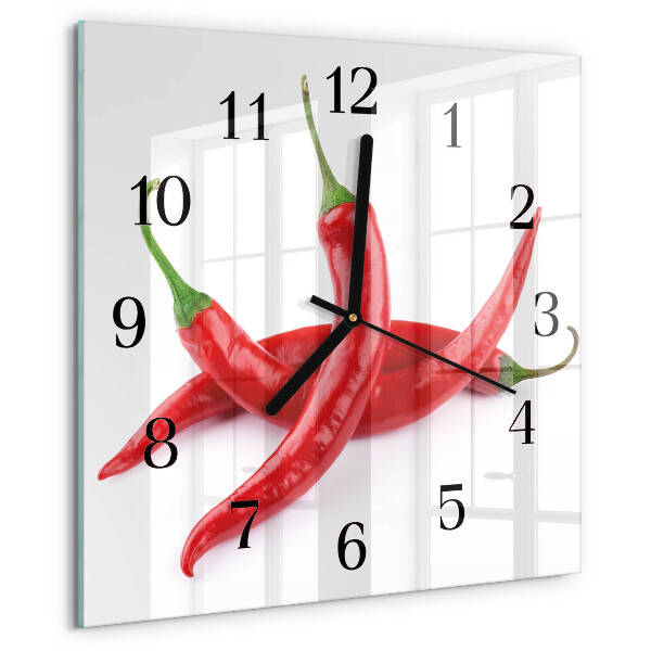Skleněné hodiny na stěnu Chilli papričky