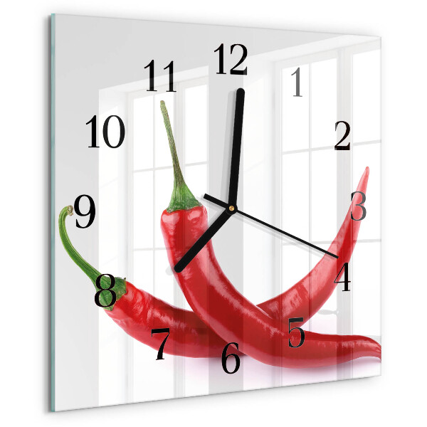Skleněné hodiny na stěnu Chilli papričky